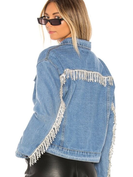 superdown Jackets & Blazers - Superdown Raya Rhinestone Fringe Denim Jacket